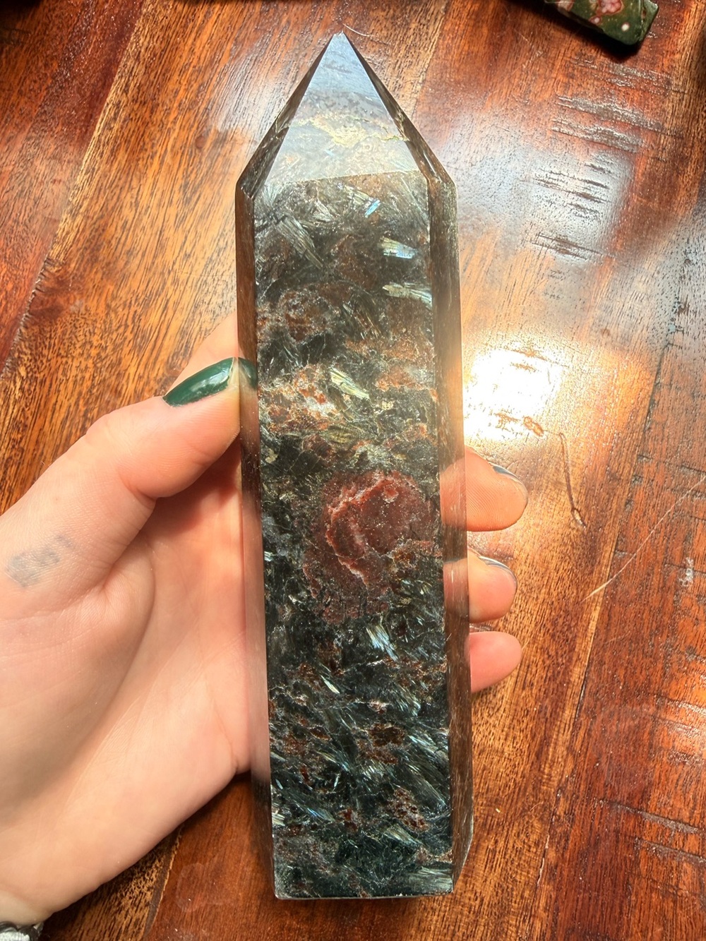 ✨ Firework Garnet Tower • Garnet in Arfvedsonite • 528g • 6.25” Crystal Point